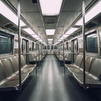 Inside of an empty subway train Illustration AI Generative photo