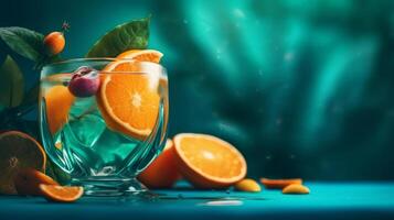 Summer vivid background with cocktail. Illustration photo
