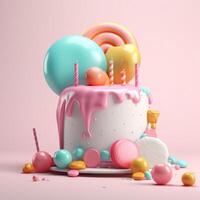 Happy Birthday background with cake. Illustration photo