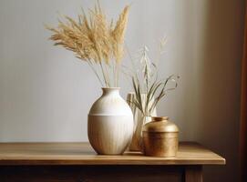 Minimalist interior design with vase. Illustration photo