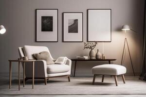 Modern living room interior. Illustration AI Generative photo