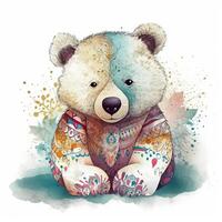 Cute watercolor bear. Illustration photo