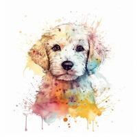 Cute watercolor baby dog. Illustration photo