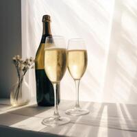 Champagne glasses. Illustration AI Generative photo
