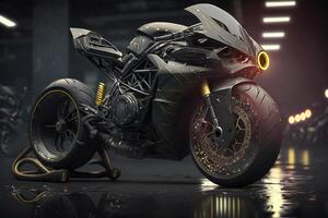 Black sport bike. Illustration photo