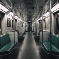 Inside of an empty subway train Illustration photo