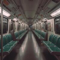 Inside of an empty subway train Illustration photo