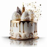 Happy Birthday background with cake. Illustration photo