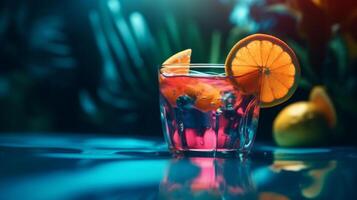 Summer vivid background with cocktail. Illustration photo