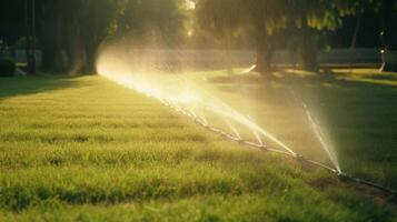 Irrigation system in functional watering of agricultural plants Illustration photo