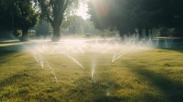 Irrigation system in functional watering of agricultural plants Illustration photo