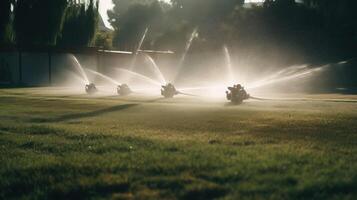 Irrigation system in functional watering of agricultural plants Illustration photo