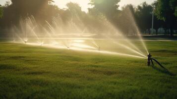 Irrigation system in functional watering of agricultural plants Illustration photo