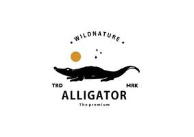 vintage retro hipster alligator logo vector silhouette art icon