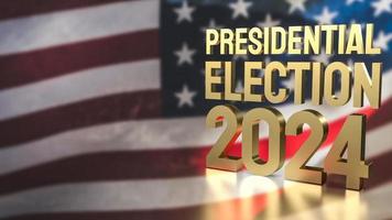 The Usa flag and gold text presidential election 2024 for vote concept 3d rendering photo