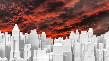 blanco ciudad edificio y crepúsculo cielo 3d representación foto