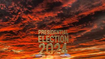 el crepúsculo cielo y oro texto presidencial elección 2024 para votar concepto 3d representación foto