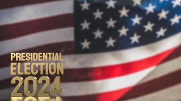 The Usa flag and gold text presidential election 2024 for vote concept 3d rendering photo