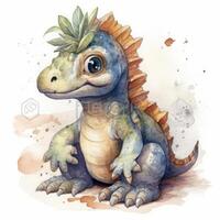 watercolour style baby dragon . photo