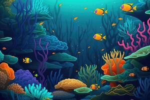 underwater coral reef full of sea creatures . photo