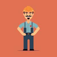 Vector working man smiling cartoon labor