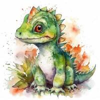 watercolour style baby dragon . photo