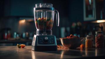 blender in a modern bright kitchen, image photo