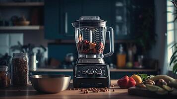 blender in a modern bright kitchen, image photo