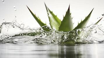 aloe vera with water behind and white background , image photo