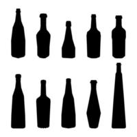 Shape of silhouette of bottle for alcohol, beer, kvass, waters. Outline of a container for storing liquid vector