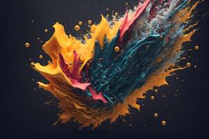 Colored ink explosion, fantasy rainbow color background, photo