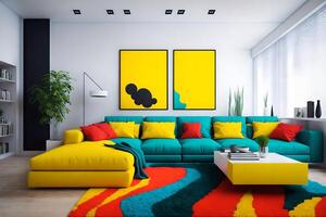 modern living room in bright colors, photo