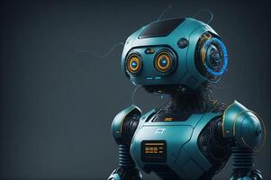 3d future intelligence robot isolated on a dark background, chatbot GPT concept, photo