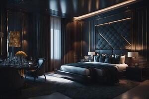 3d render of luxury hotel room, photo