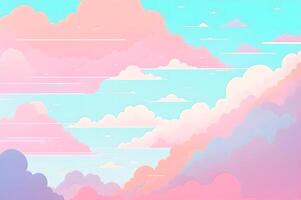 rosado nube fondo, pastel color ilustración Arte de un cielo, ai generado foto
