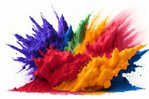 powder colours explosion on white background, photo