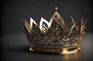 a golden crown of thorns decorated with jewels on a dark background, a AI Generated illustration photo