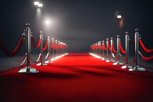 red carpet background, red rope barriers, photo