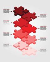 red jigsaw timeline floating template for infographic for presentation for 8 element vector