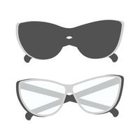 Set of 2 Abstract image of glasses with dark and clear lenses in grayscale. Sticker. Icon. Isolate. vector