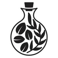 Round flask with leaves vector icon design. Natural science flat icon.