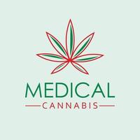 Medical cannabis vector logo design. Hemp leaf logotype. Organic medicine logo template.