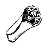 Burrito. Street food. Vector clipart