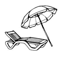 Beach lounger and umbrella. Vector