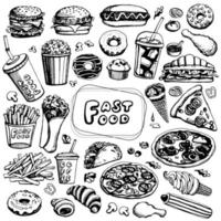 Fast food set. Vector clipart