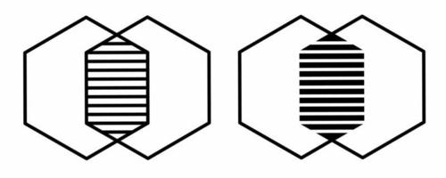 hexágono unir icono conjunto aislado en blanco antecedentes vector