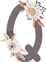 flower letter, flower arrangements, cute graphic elements to create your own design. vector