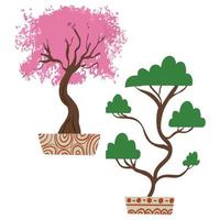 sakura y bonsai árbol ,bien para gráfico diseño recurso, panfletos, carteles, pancartas, y más. vector