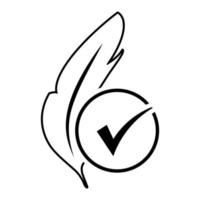 Hypoallergenic tested vector icon. Feather illustration sign. No synthetic symbol. Linear style hypoallergenic tested icon.