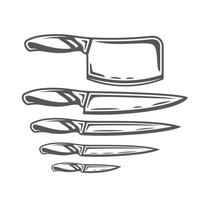 conjunto de cuchillos aislado en blanco antecedentes vector